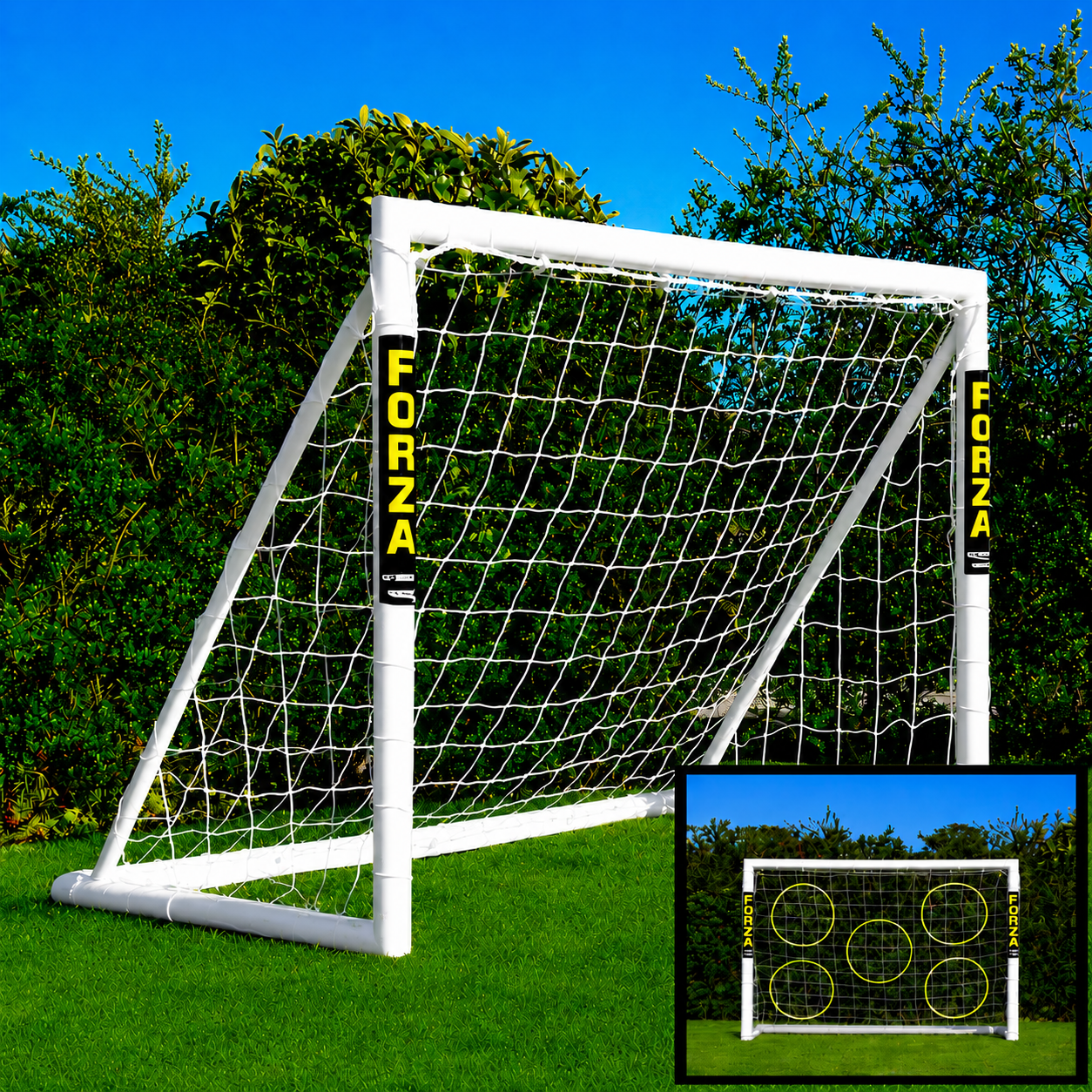 FORZA 1.8 m X 1.2 m PVC Fótboltamark + Skotmark (æfingapakki) — Heimavöllurinn
