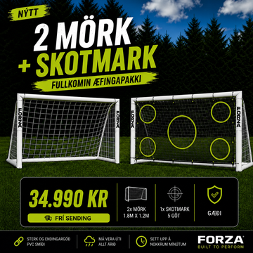 Fullkomni æfingapakkinn – 2 FORZA mörk (1.8m x 1.2m) + skotmark