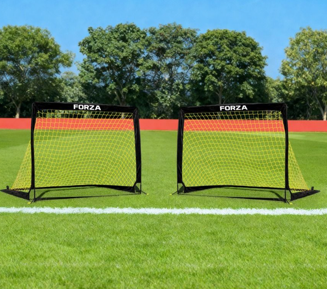 FORZA Pop-Up fótboltamörk (2 stk) með skotmarki – 122 × 91 cm — Heimavöllurinn