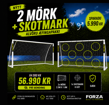 Alvöru æfingapakkinn - 2 FORZA mörk (2.5m x 1.8 m) + skotmark